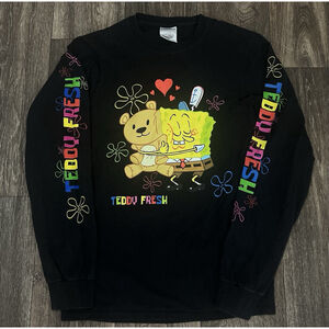Teddy Fresh Spongebob Squarepants Long Sleeve Shirt S Black Spellout Nostalgia